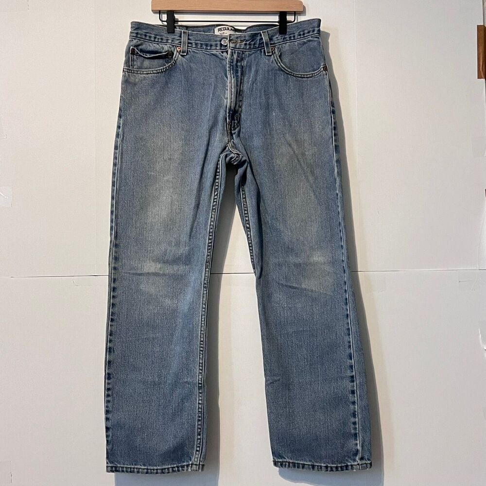 Vintage 00S Levis Mens 505 Jeans Size 36W 30L Light Blue Regular Fit